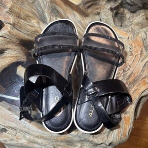 ALDO Black Gladiator Sandals Clear Platform